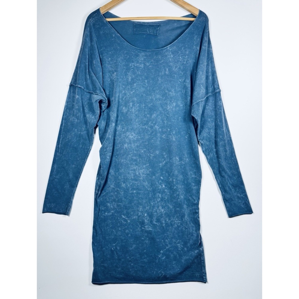 Rock Cotton Dress One Size Blue Mineral Wash Supima Cotton Batwing Dolman USA